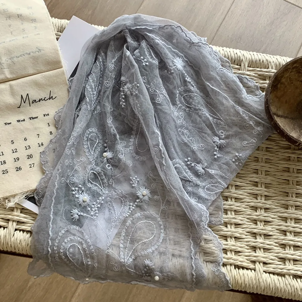 

Ribbon Lace Embroidery Scarf Printed Thin Long Scarves Dressing Decoration Hair Accessories Flower Scarf Sun Hat Trim Decoration