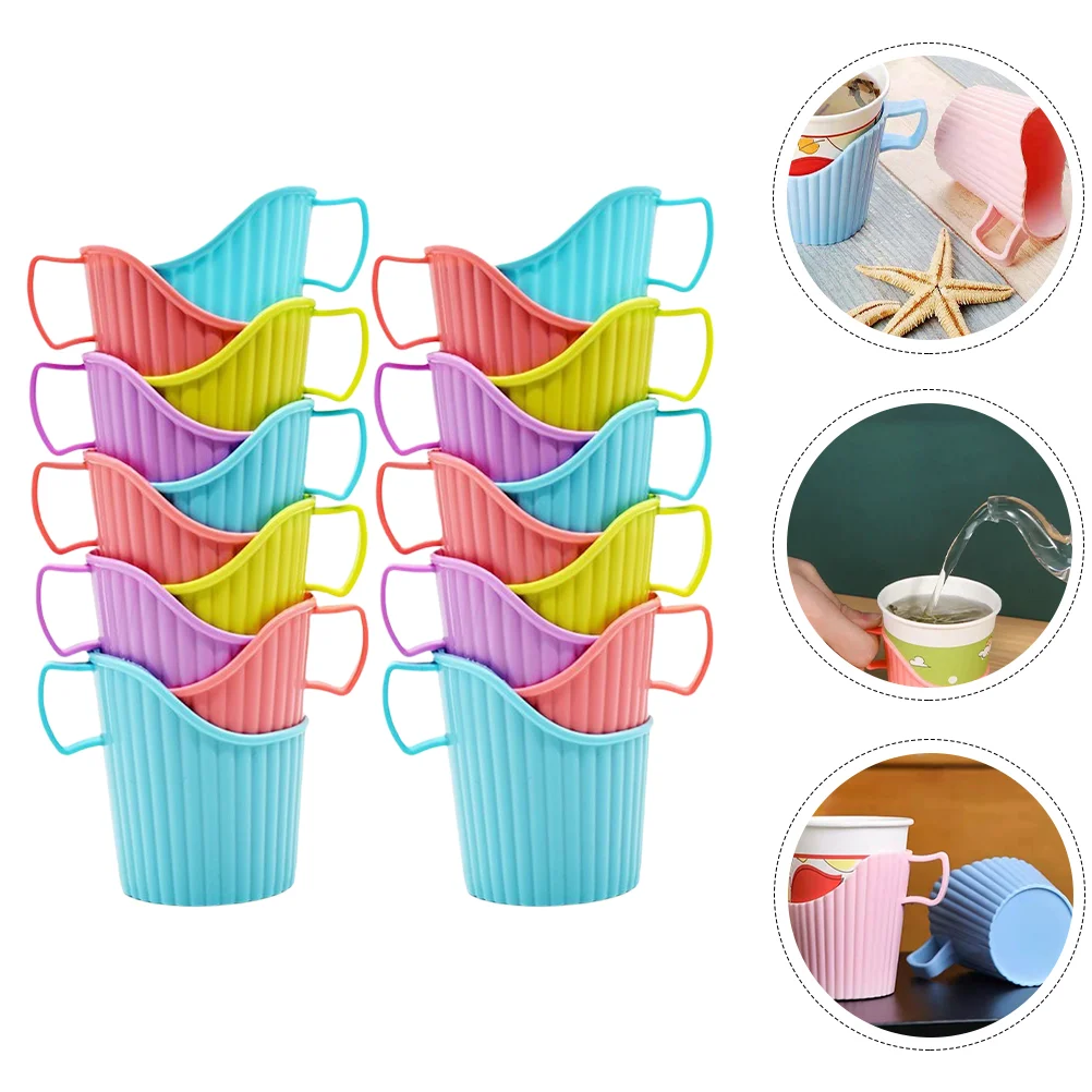 20 Pcs Disposable Paper Cup Holder Anti-scald Mug Portable Multifunctional Coffee Cups Set Office Pp Insulated Sleeve