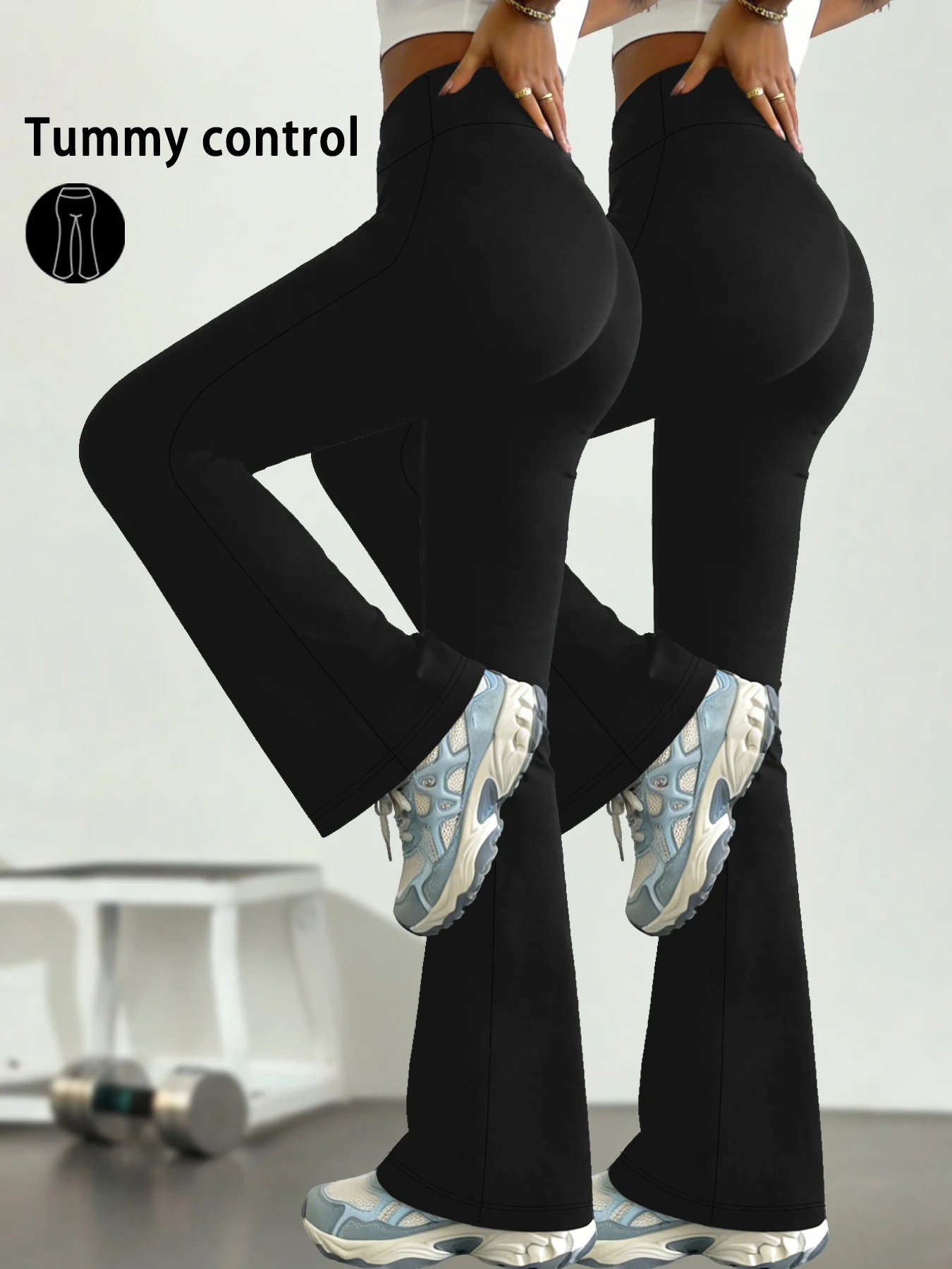 

Комплект из 2-х женских расклешенных брюк для йоги с высокой талией и узким низом. Идеально подходит для йоги или для отдыха.