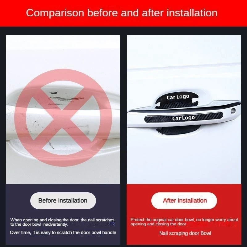 Car door bowl door handle protective sticker Door rearview mirror carbon fiber drop adhesive protective sticker auto accessories - Image 2