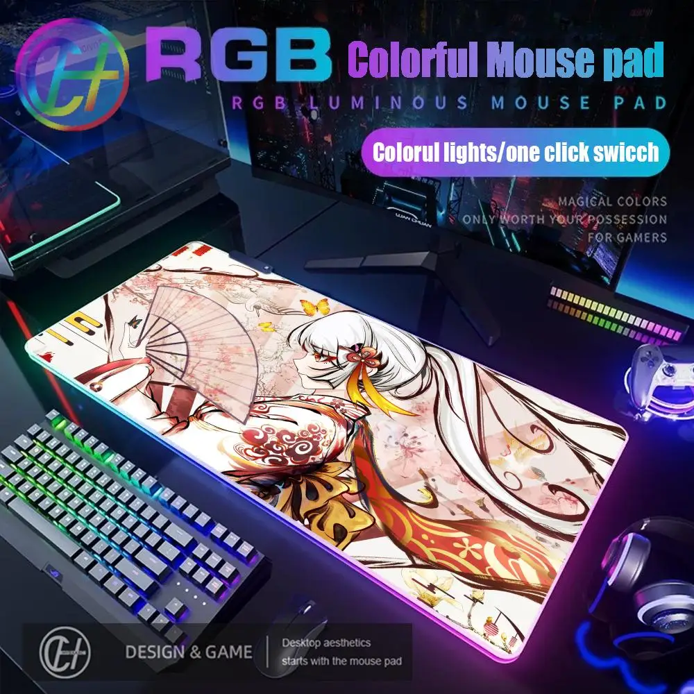 

HYBXAXC HD XXL 900X400MM Коврик для мыши RGB Игровой коврик для мыши Настольный коврик HD Gamer Большой светодиодный светильник XXL Honkai Star Rail feixiao Коврик для мыши