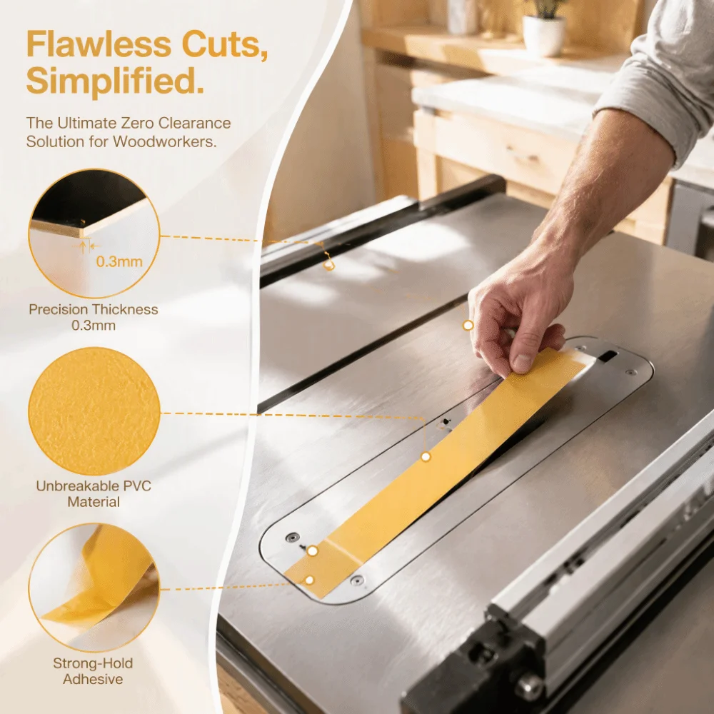 20pcs Precision PVC Zero Clearance Tape Wood Positioning Easy Install Miter Saw Tape Woodworking Tape Woodworkers