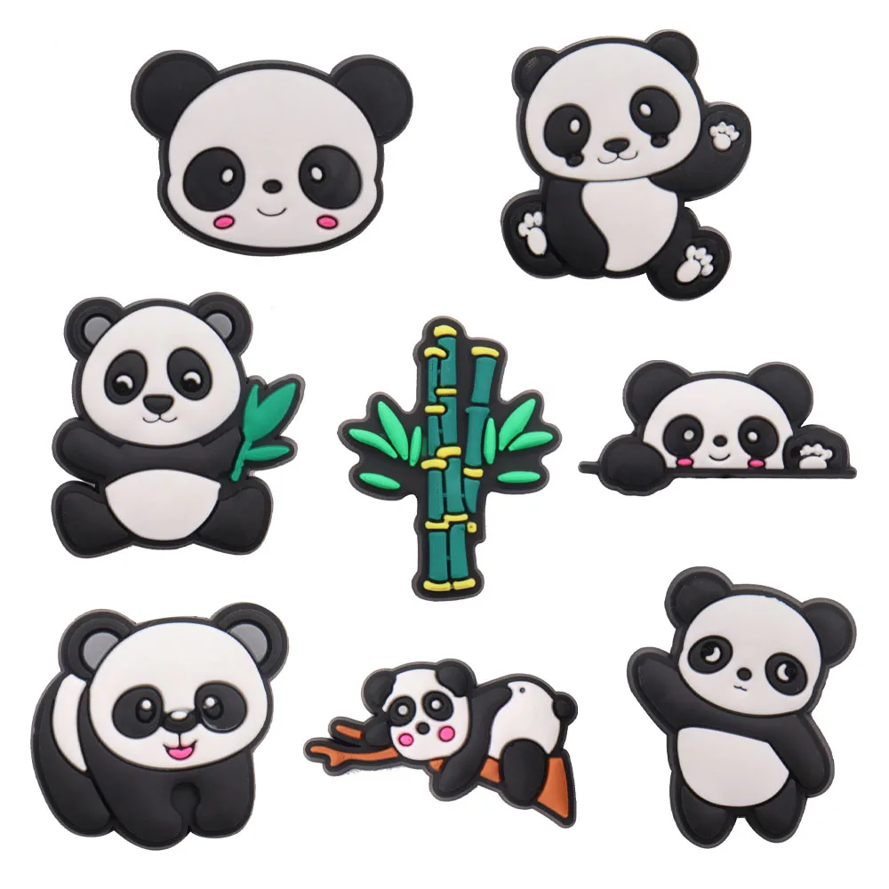 Single Sale 1-10pcs PVC Shoe Charms Kawaii Panda Rabbit Tiger Bear Accessories Shoes Buckle Ornaments Fit Kids Party Present