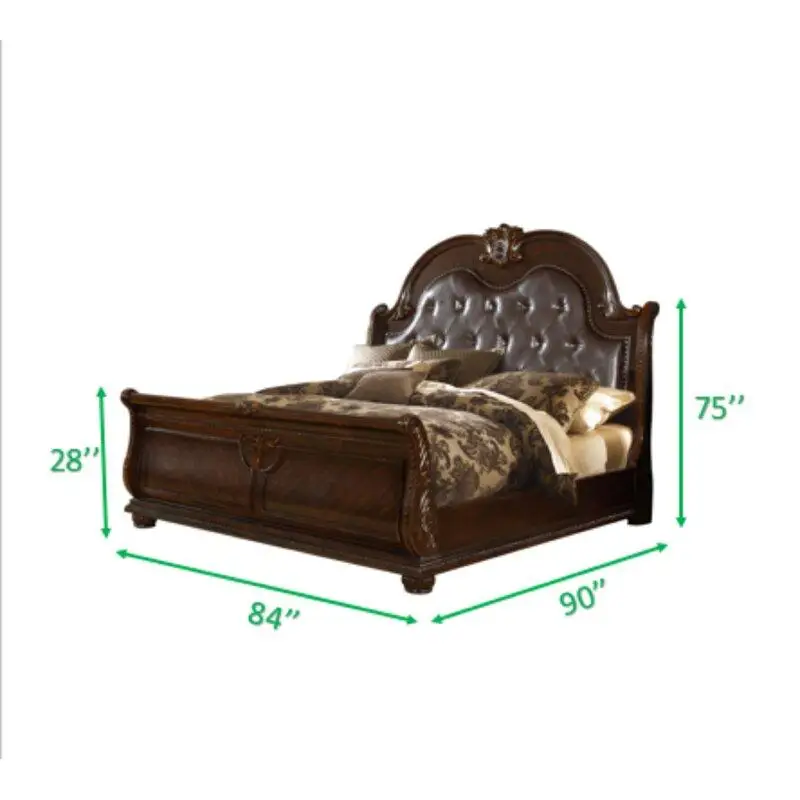 5-Piece King Bedroom Set – Tufted Bed, Dark Walnut Finish 3