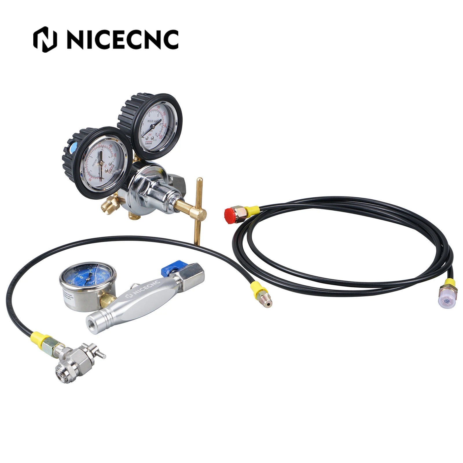 Nitrogen Shock Fill Tool Kit With 600 PSI Nitrogen Regulator DIN 477 For KTM Honda Suzuki Kawasaki Yamaha ATV UTV Dirt Bike