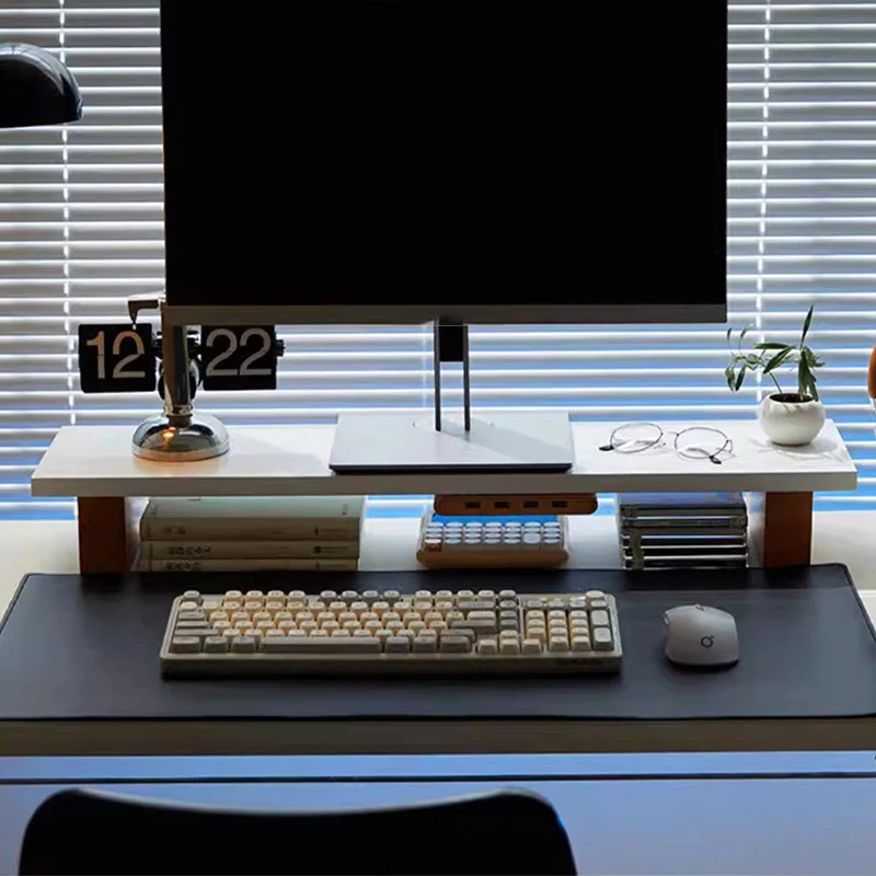 Monitor Heightening Rack Minimalist Solid Wood Monitors Racks Modern Office Desktop Computer Stand Study Room Storage Racks