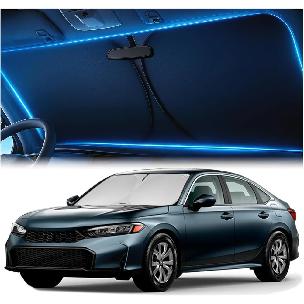 

Солнцезащитный козырек на лобовое стекло для honda civic 2022 2023 2024 2025 2026 — инновационная технология без светопропуска, вырез на зеркало, блоки 99% u