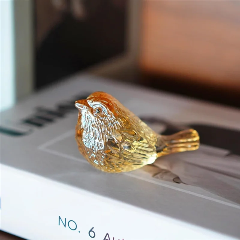 Pájaros soplados para figuras coleccionables de vidrio, cristal para amantes de los animales, decoración del hogar para regalos de mesa, azul