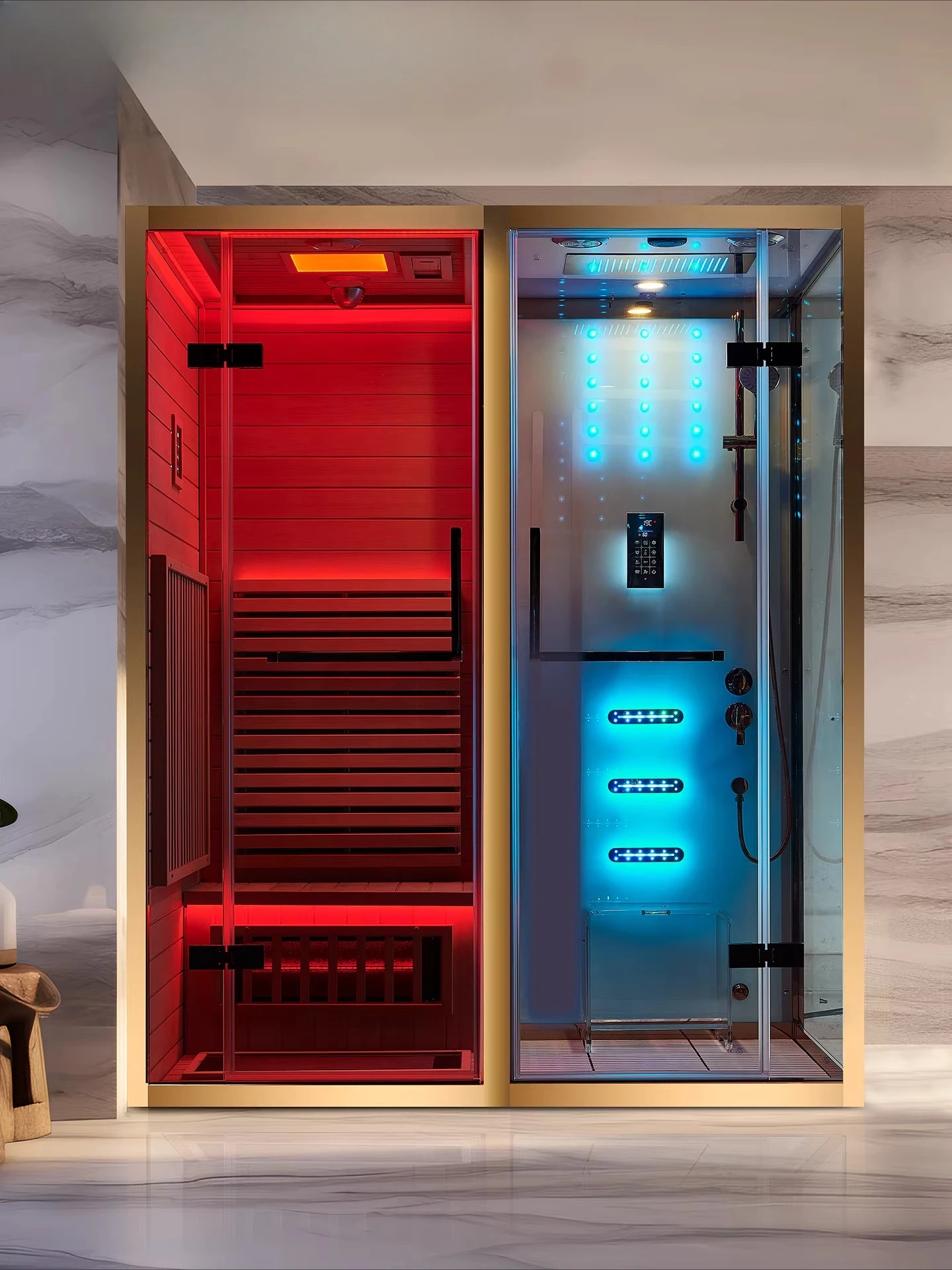 Dry and wet separation integrated shower sweat steam room household light wave room wet steam sauna room detoxification sweating