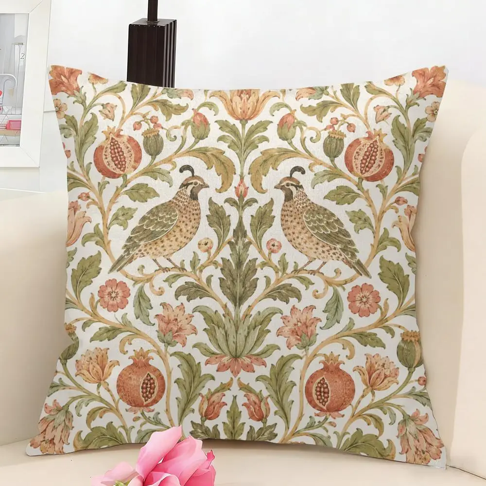 Vintage Garden Symphony Cushion Cover Linen Pillow Cover 40x40cm Decorative Cushion Case Boho Home Sofa Decor Gift