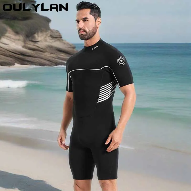 

Oulylan Zip short Sleeves Diving Suit Underwater Snorkeling Swimming Surfing 3/2mm Neoprene Wetsuit Professional Diving Wetsuit