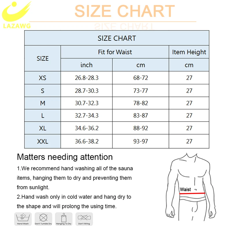 LAZAWG Mens Neoprene Belts Slimming Body Shaper Waist Trainer Belt Weight Loss Tummy Fitness Corsets Belly Sweat Fat Burner