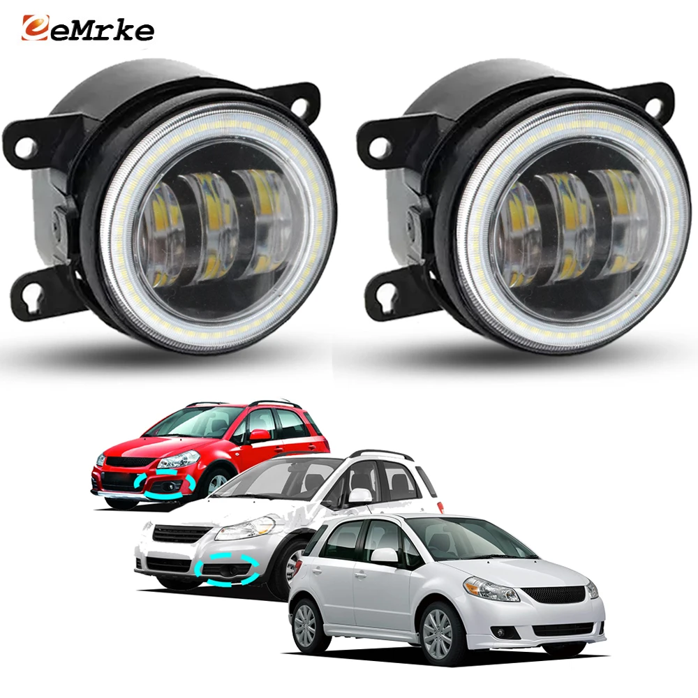 

Exterior Led Fog Lights with Lens DRL Car PTF Angel Eyes Ring for Suzuki SX4 Hatchback Facelift 2010-2014 / SX4 GY 2007-2014