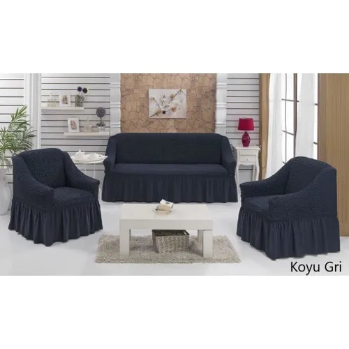 Karna Home 3 + 1 + 1 Cotton Seat Cover Set Dark Gray