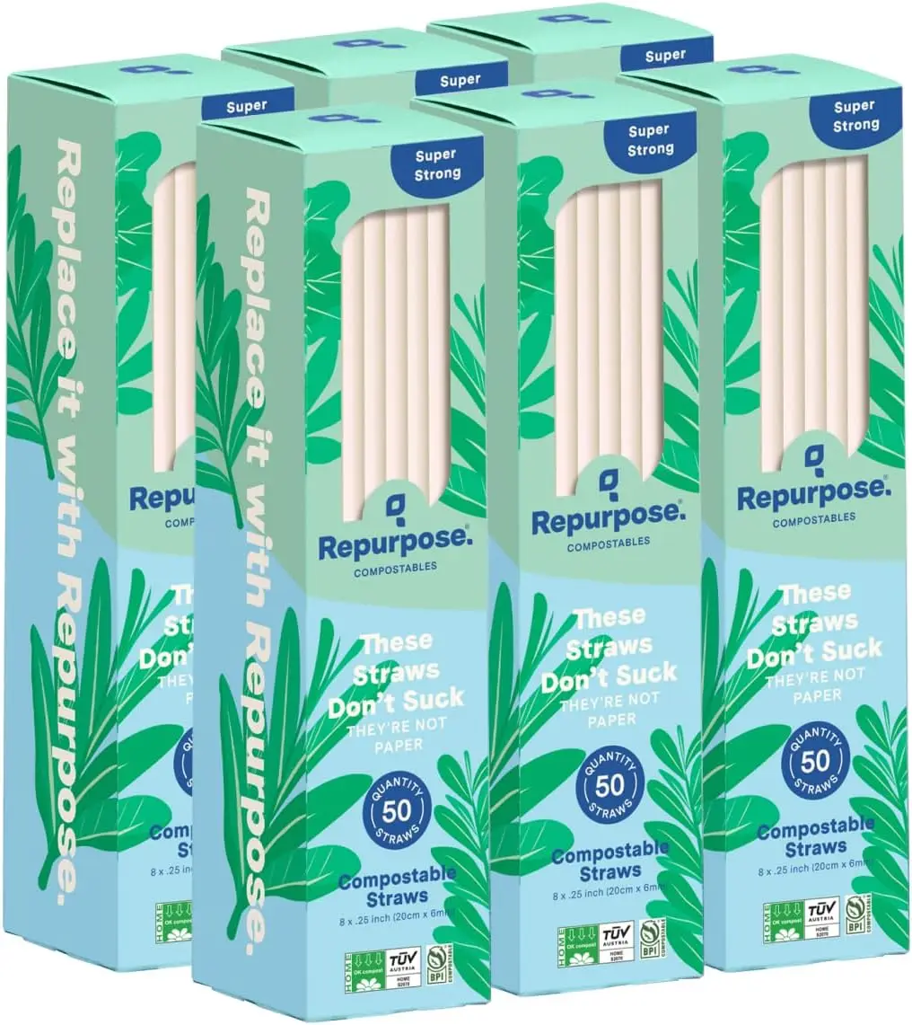 

Экологичные компостируемые трубочки для напитков, 300 штук, без BPA и PFAS, в перерабатываемой упаковке