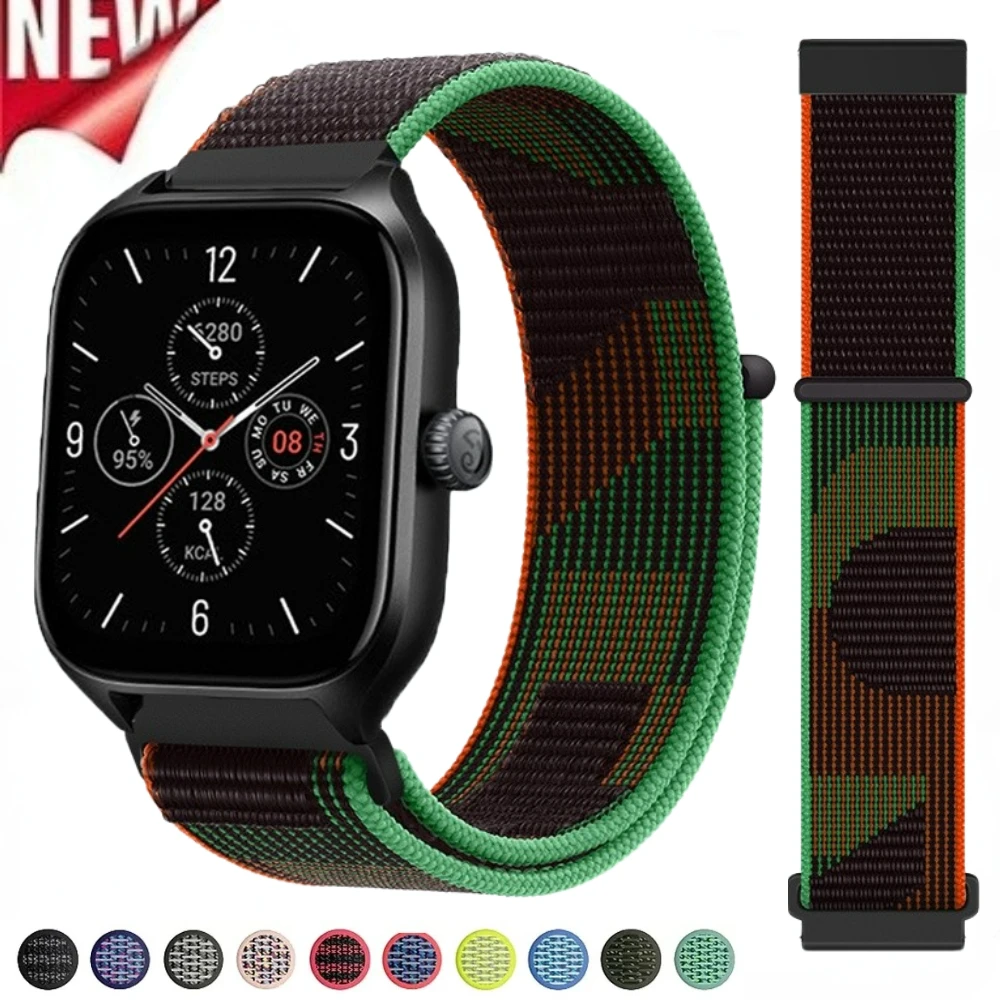 

20mm 22mm Nylon Loop Band For Amazfit GTS4/2/3/3pro/2e/GTS2 Mini/GTR 4 42mm/47mm/GTR2/2e/Stratos Bracelet Belt Amazfit Bip Strap