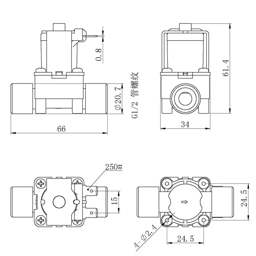 Pressure Normally Open G1/2 Four-Point Pipe Thread External Solenoid Valve