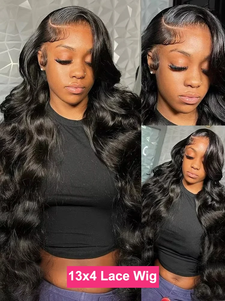 13x4 Body Wave Lace Front Human Hair Wig 200% Water Wave Pre Plucked HD Transparent Lace Wig 5x5 Closure Glueless Wigs For Women