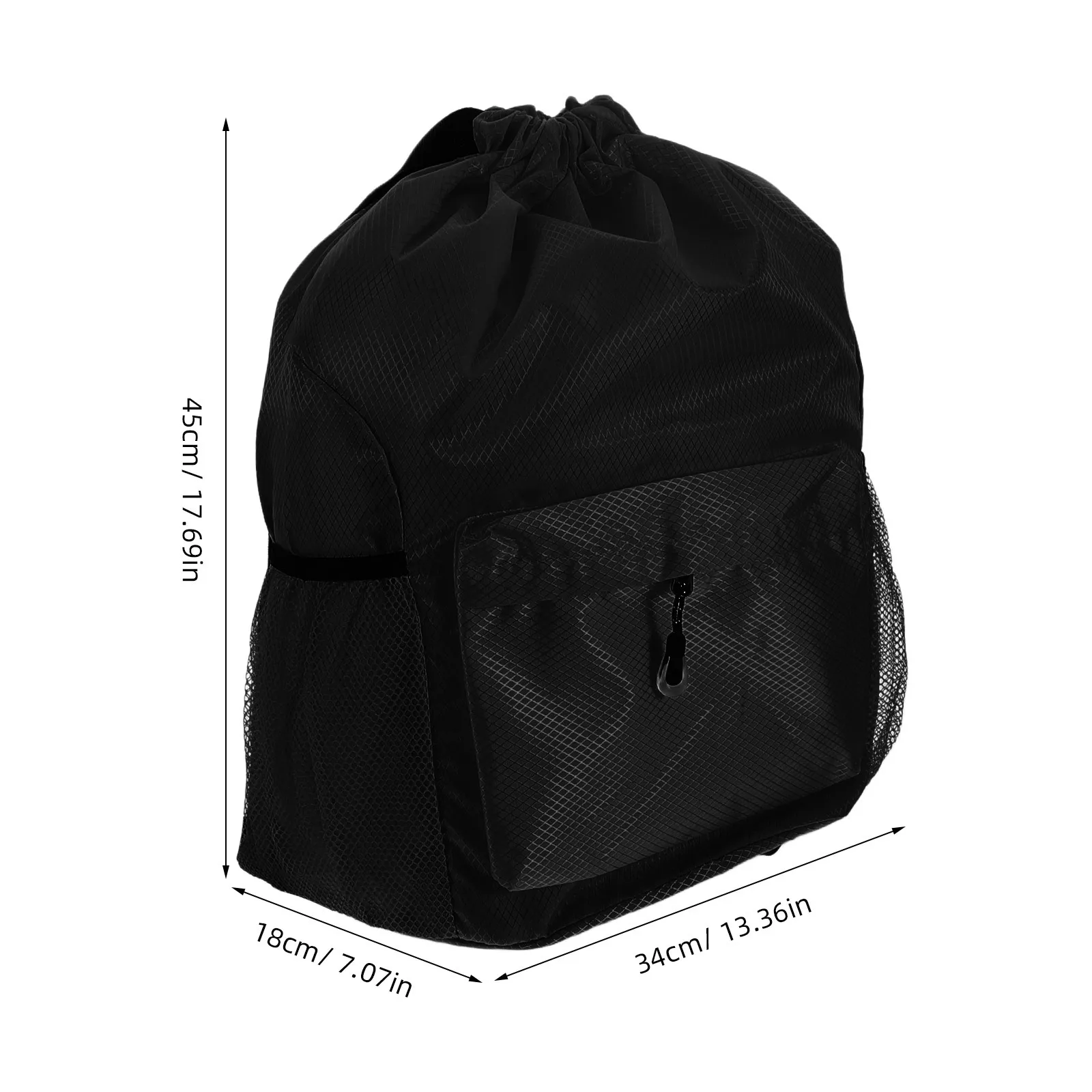 Tas Ransel Kain Oxford Kapasitas Besar Tali Bahu Ganda Tas Olahraga Tahan Lama Tas Sekolah Perjalanan Kasual Tas Serut Tas Basah Hitam