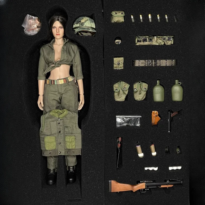 1/6 Vietnam War Army Green Cloth Movable Female Soldier Action Figure Model Historical Hobby Fans Collecible Full Set Toy  ﻿