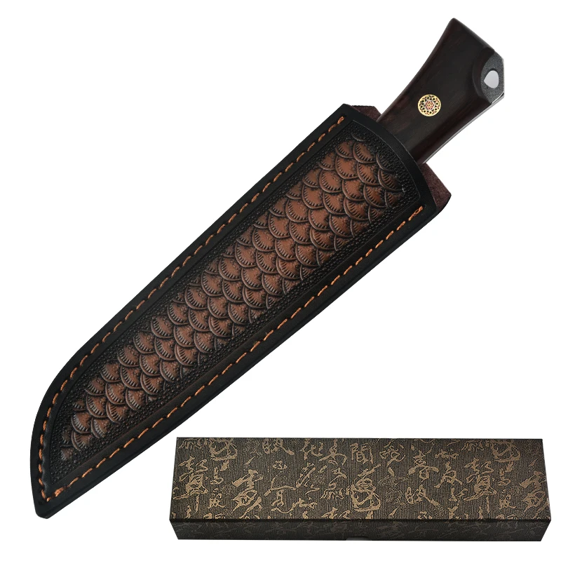 Sanhe steel 9c 고경도 야외 스트레이트 나이프 표면 티타늄 도금 휴대용 과일 칼 컬렉션 수제 칼 로즈