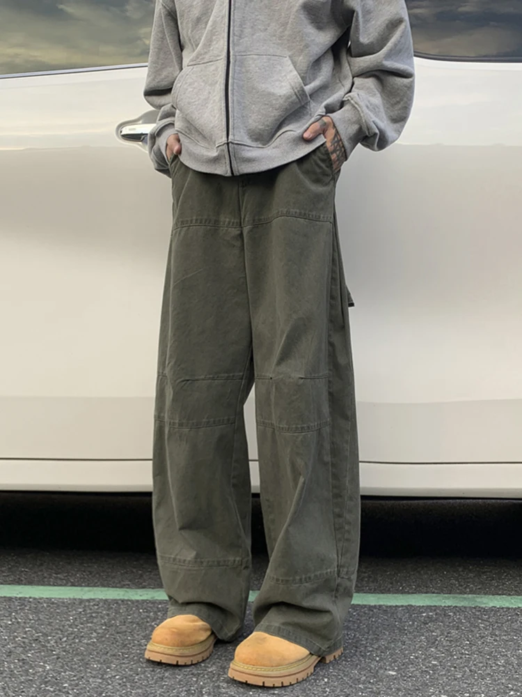 

Retro American Waed Men's Work Pants Casual Wide Leg Trousers Youthful Energy Cotton Fabric All Seasons Straight Cut