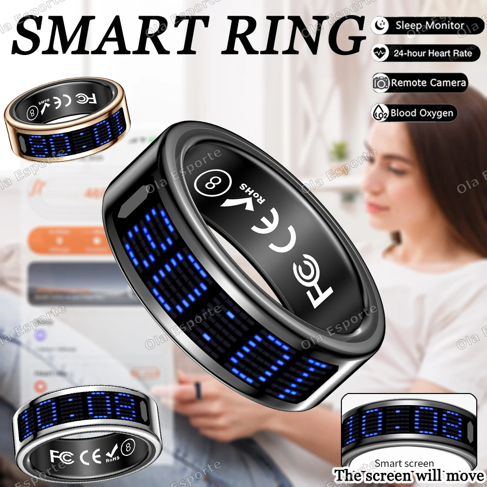 

New Smart Ring with Display Screen will Move and Touch, Optional Wireless Charging, Health Manager, Waterproof Sports Rings 2025