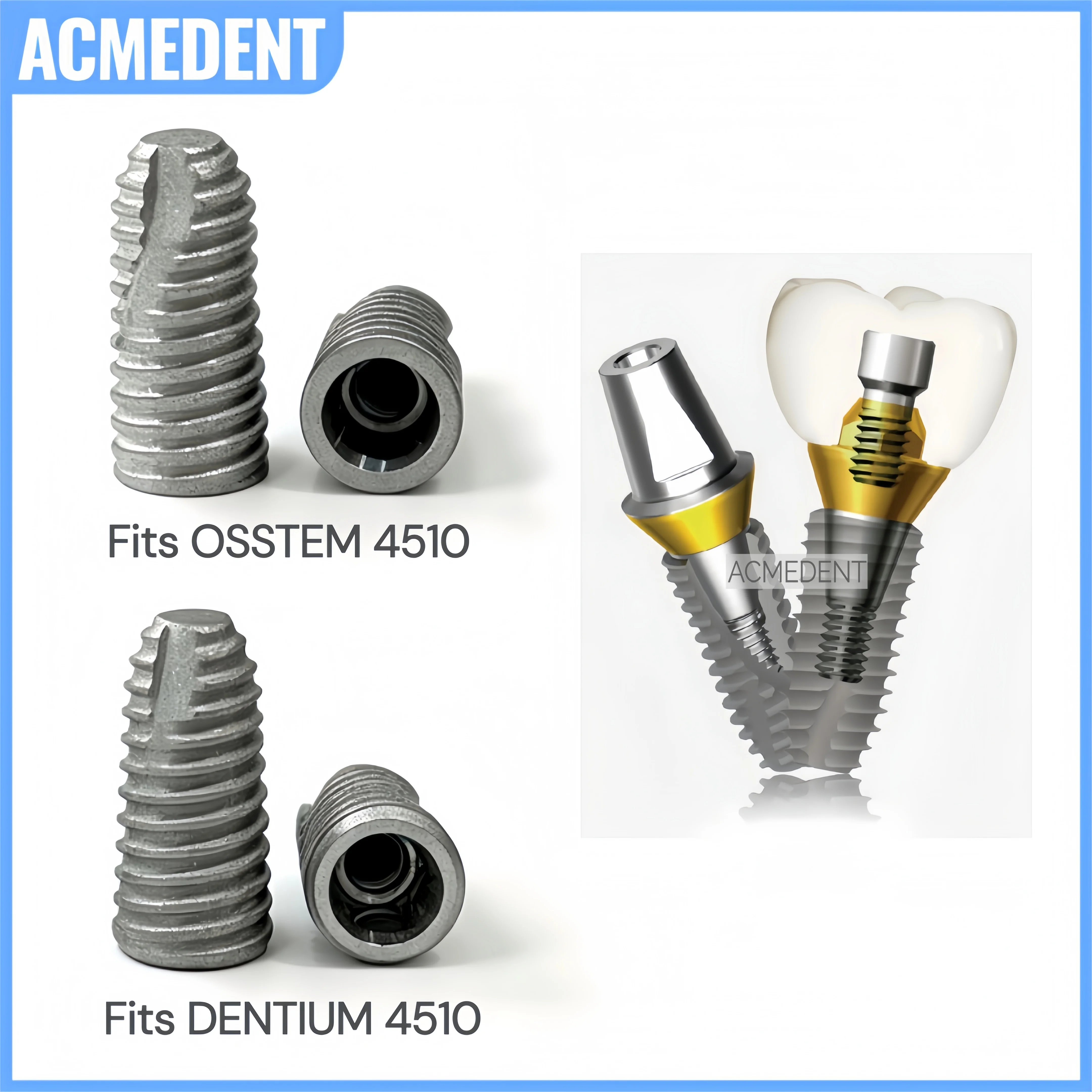 Dental Spiral Fixture Screw Training Practice Teaching Mode Internal Hex Fits OSSTEM DENTIUM SuperLine Implant System 4510