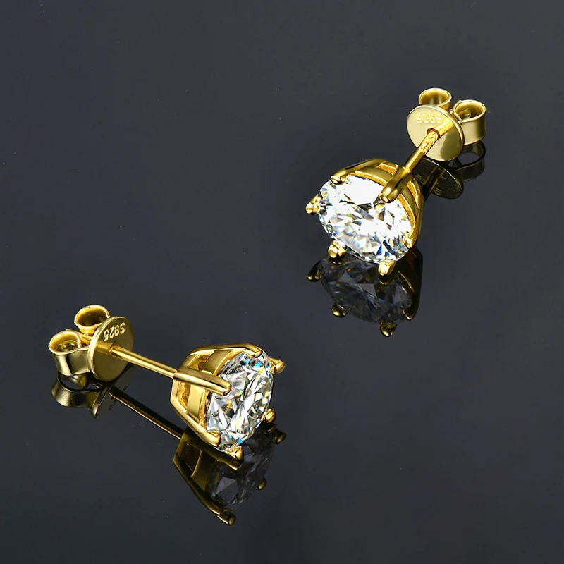 IOGOU 100% 925 boucles d'oreilles en argent Sterling Moissanite pour femmes hommes étincelant 5mm/6.5mm/8mm/9mm laboratoire diamant Piercing clous d'oreille