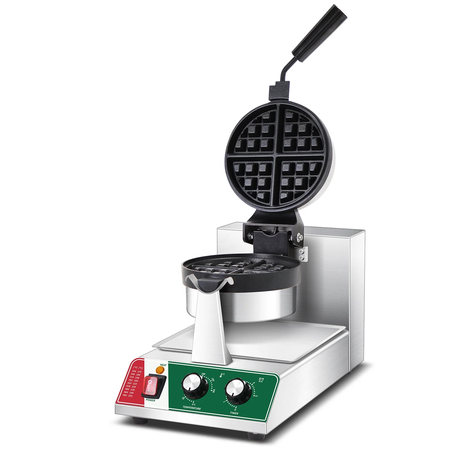 

Commercial Waffle Maker Professional Rotary Machine 2000W Stainless Steel Non-Stick for Restaurant Hotel