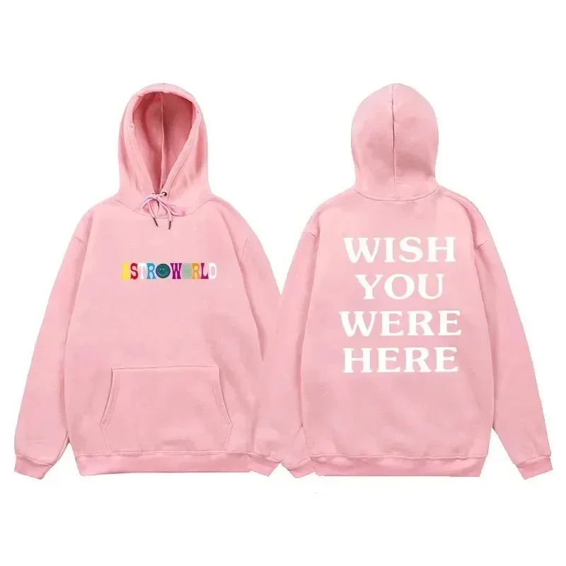 Hip Hop Hoodie Men Women ASTROWORLD Hoodies Sweatshirts Cactus Jack WISH YOU WERE HERE Letter Print Hooded Hoody Man Streetwear