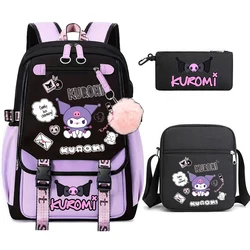 3pcs Purple Kuromi Laptop Backpack USB Women Men Computer SchoolBags Capacity Oxford Waterproof Rucksack Teens College Mochilas