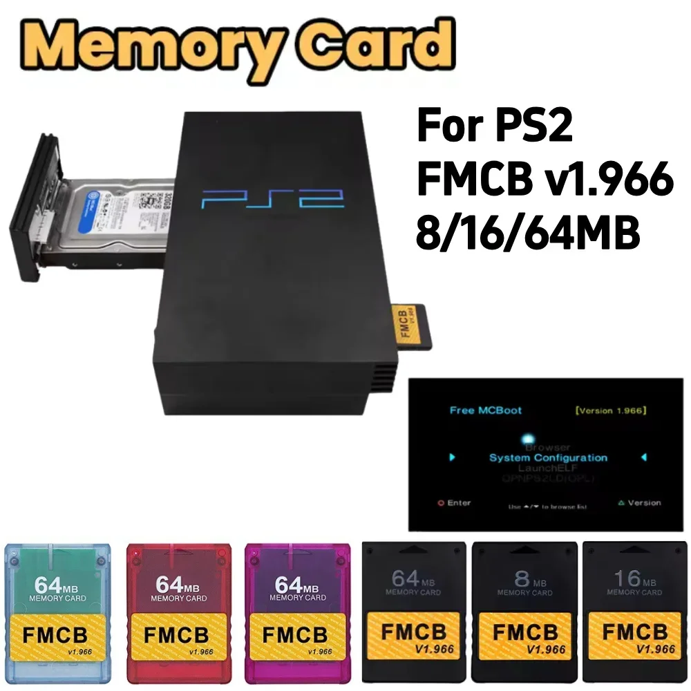 Tarjeta de Memoria Free McBoot para Consolas de Juegos Sony PS2, FMCB Saver 8MB/16MB/64MB para Sony Playstation2, Tarjeta de Juego Extendida FMCB