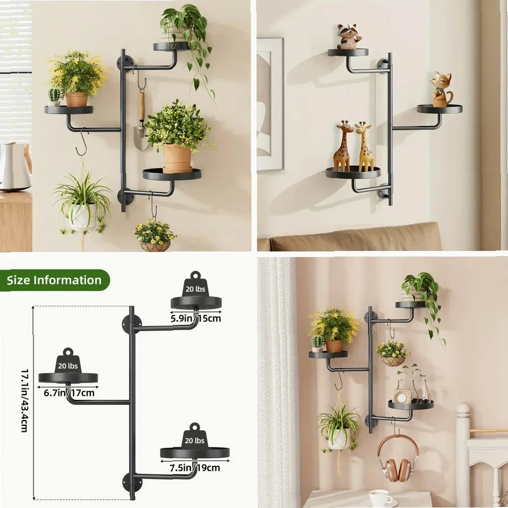 Indoor 3-Tier Rotating Window Plant Shelves - Plant Holder for Multiple Plants, Ideal for Small Spaces