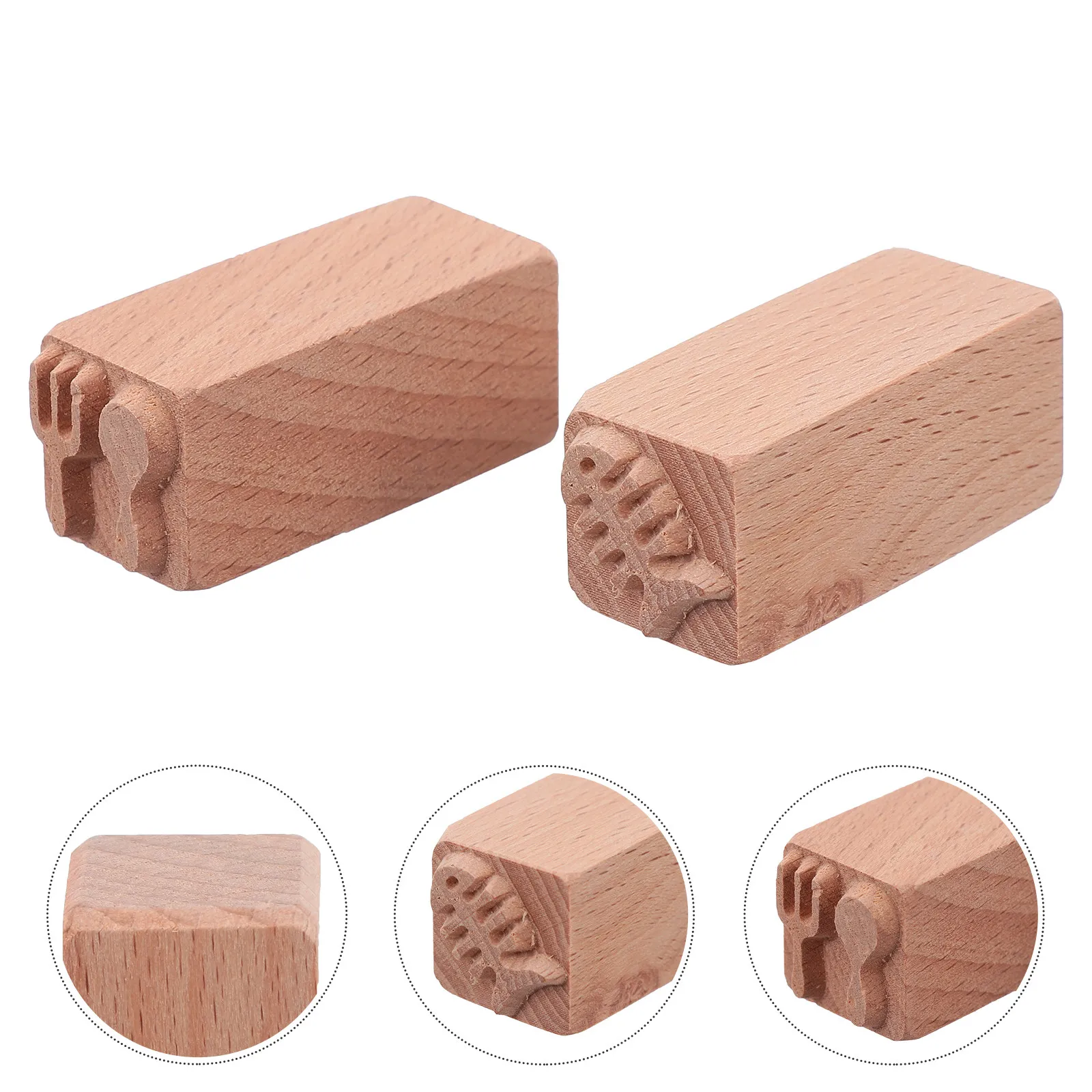 2Pcs Wooden Seal Set Unique Pattern DIY Scrapbooking Stamp Creative Handcrafted Seal for Handbook Envelope Invitation