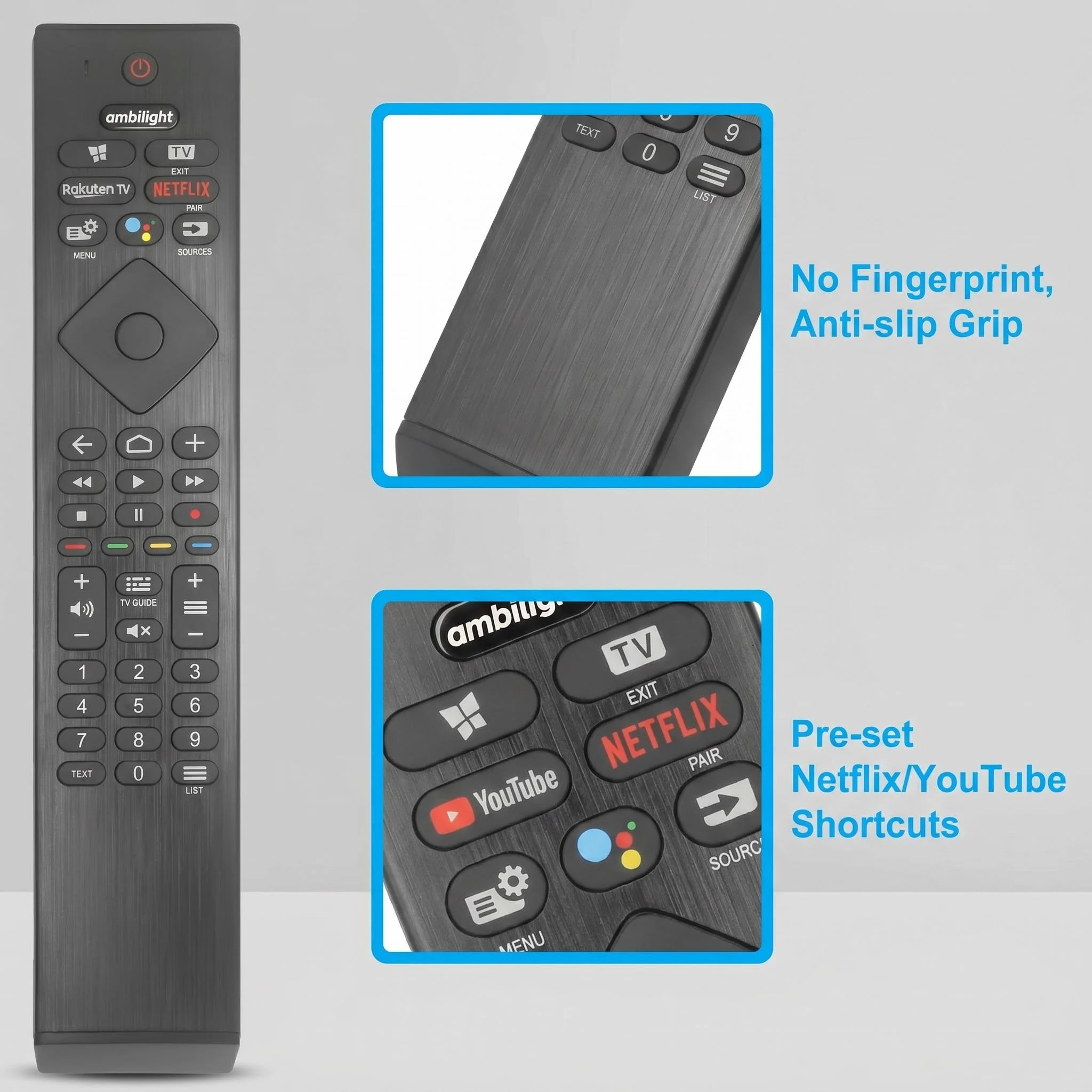 Pilot głosowy FAZV do telewizorów Philips 43PUS8506 58PUS8506 8500 8506 PUS85 Series 4K UHD LED Android TV — zdjęcie produktu 2