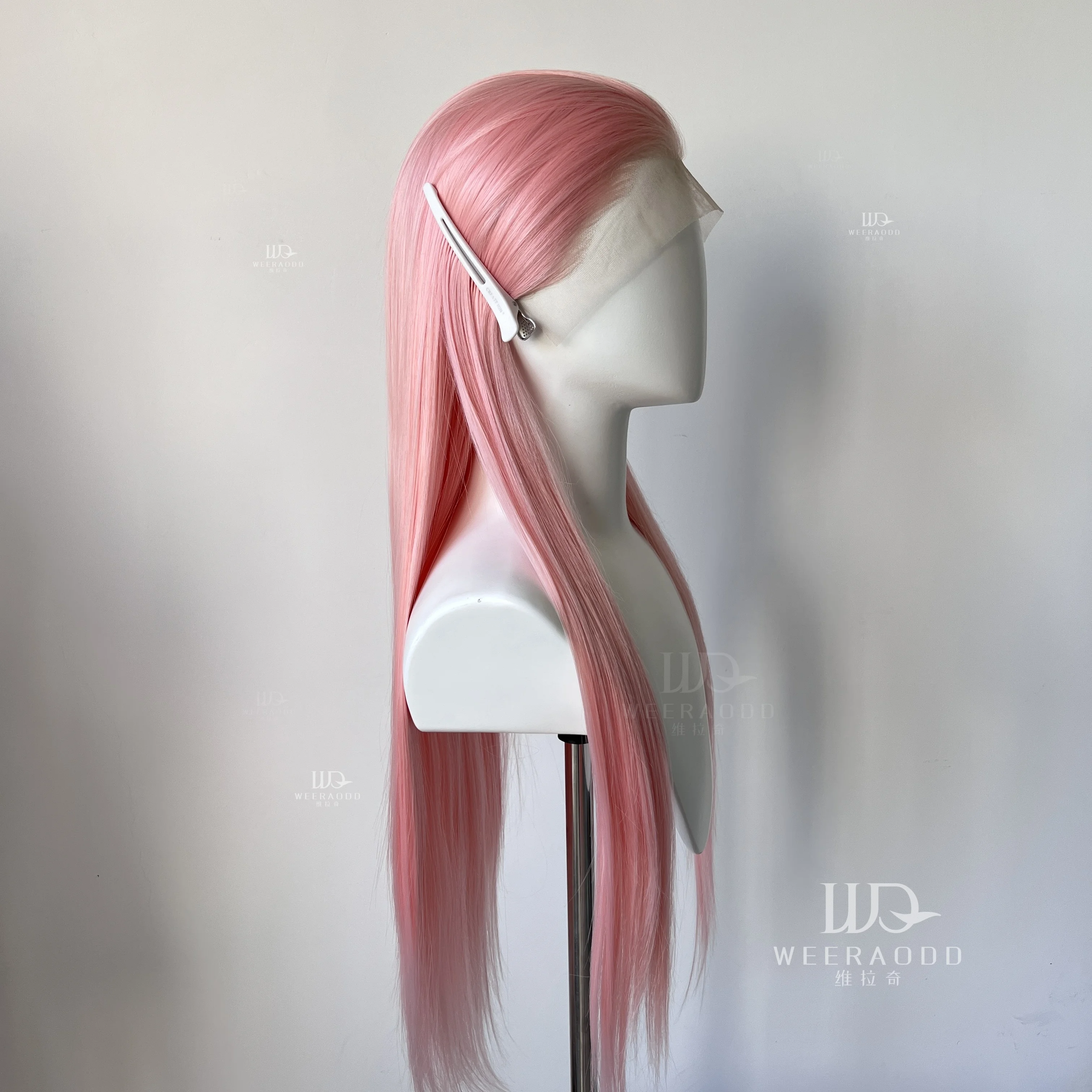 Peluca rosa claro para mujer، peluca con malla أمامي 13x4، pelucas sintéticas largas y rectas de 26 pulgadas، peluca de Cospla