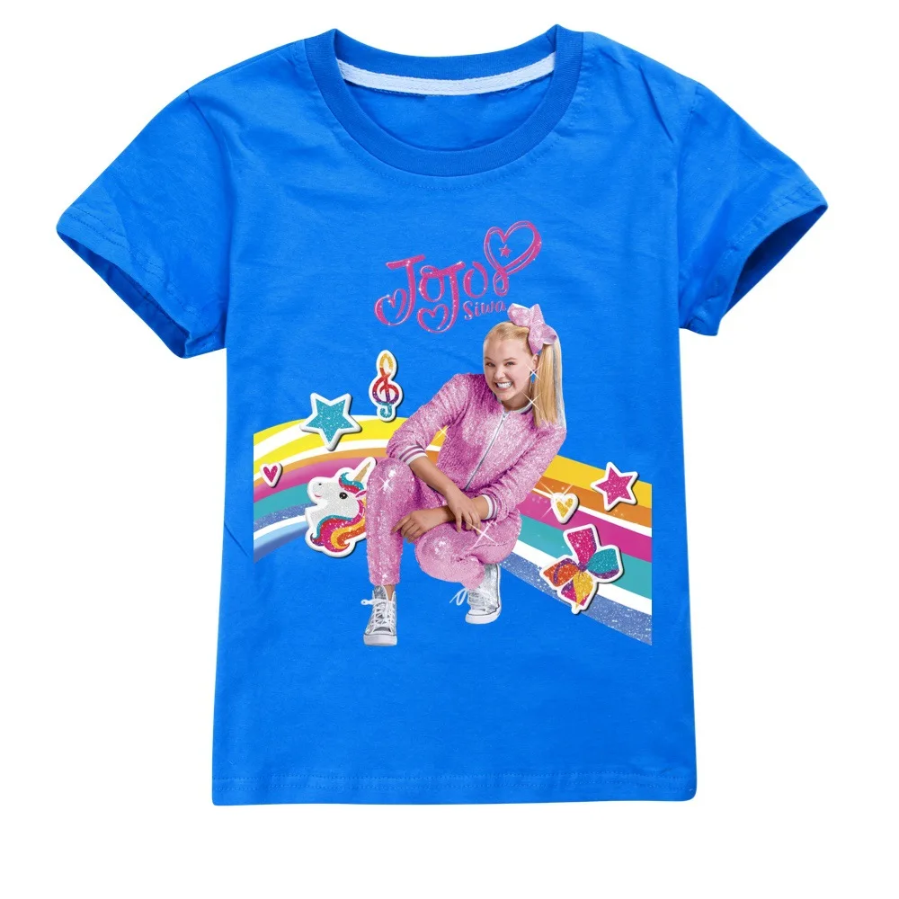 Cartoon Jojo Siwa Boys Cotton T-shirt Girls Casual Short Sleeve Tops Teenager Children Fashion Clothing Kids Summer Clothes