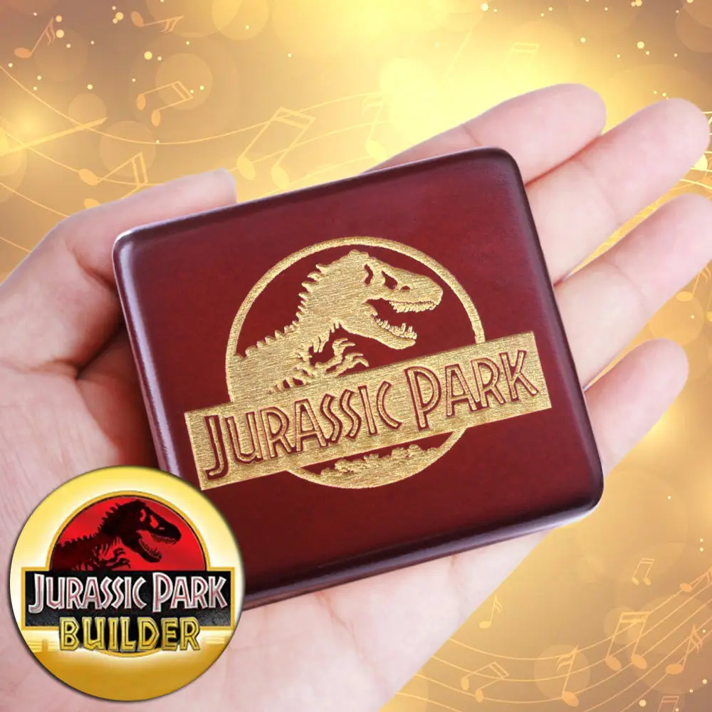 Rosiking Wine red wooden clockwork music box (Jurassic Park) for friends and children\'s birthday gift