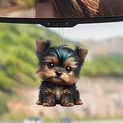 2D Yorkshire Terrier Pendant Cute Puppy Acrylic Keychain Versatile Charmfor Car Decor Festive Party Perfect Gift For Women Lady