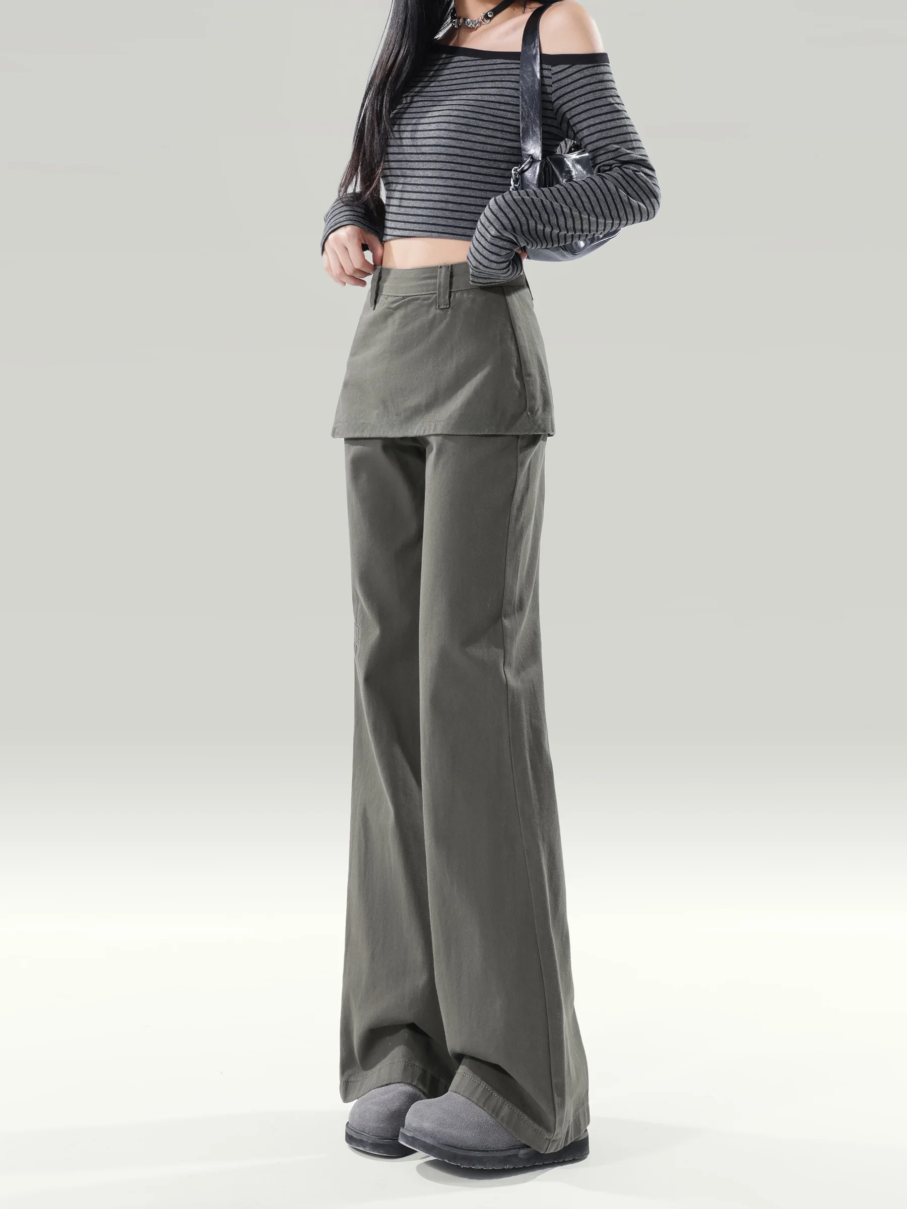

American Style High Waist Bell Bottom Jeans Women's Autumn New plus Size Loose Slimming Workwear Flared Pants Commute Style