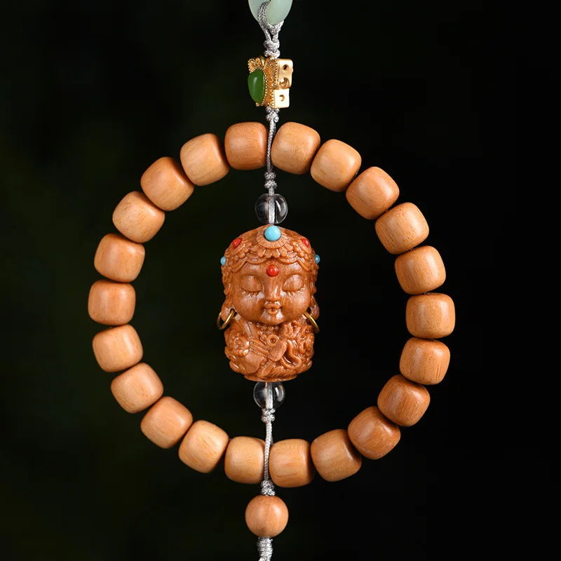 

New Mountain Sandalwood Tara Playful Car Old Style Men s And Women Pendant Buddhist Wood Bead Wooden String Wooden jewelry