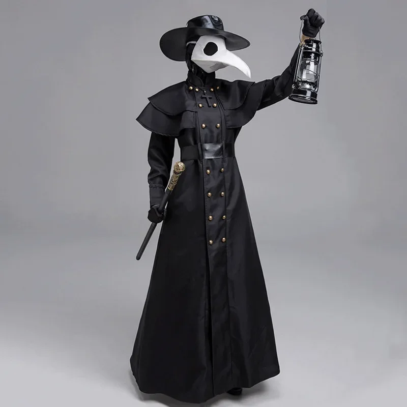 Halloween mittelalter liche Kapuze Robe Pest Arzt Kostüm Maske Hut für Männer Mönch Cosplay Steampunk Priester Horror Zauberer Umhang Umhang 5xl