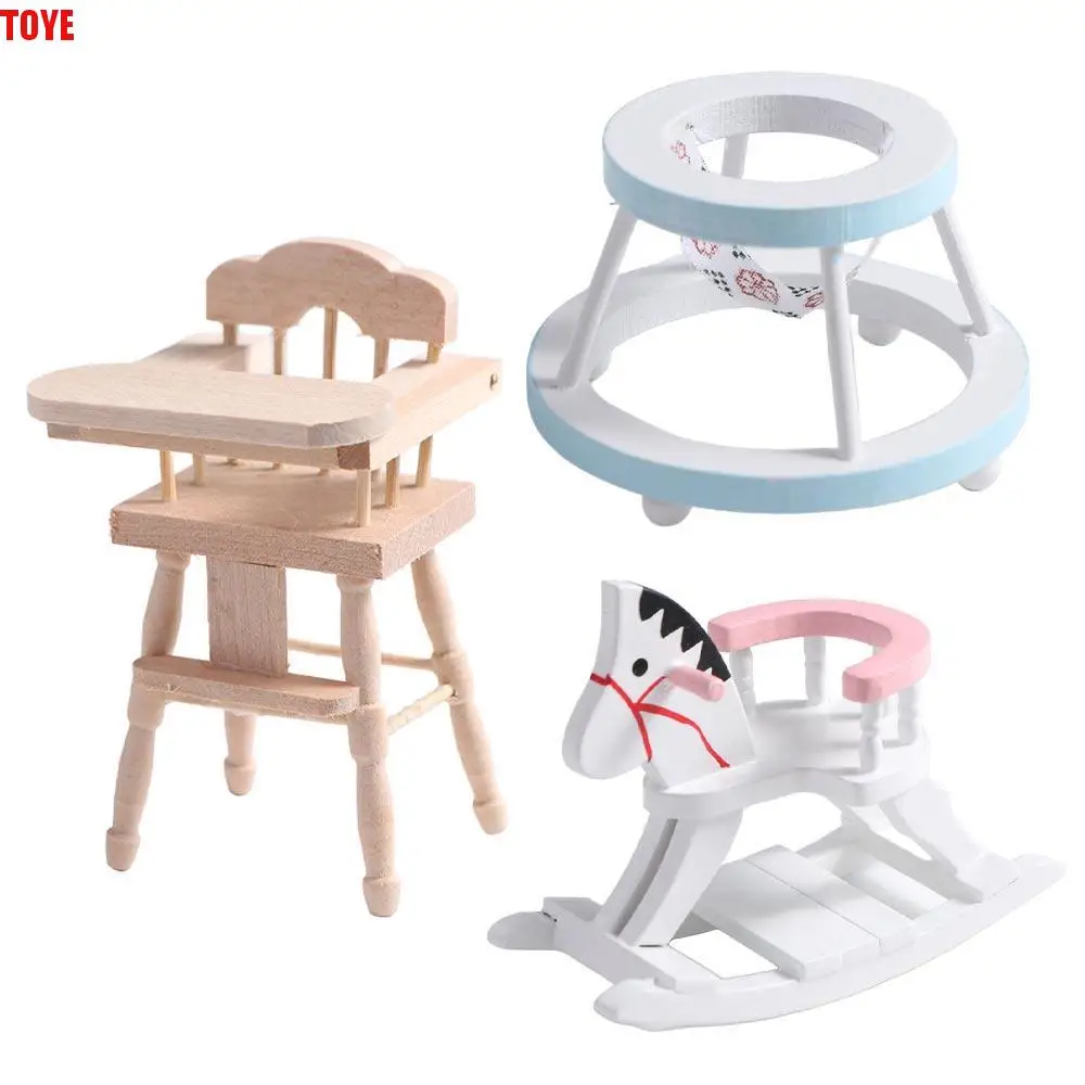 

1:12 Dollhouse Wooden horse Toy Simulation Dollhouse Simulation Dining Chair Model Trojan Horse Miniature Dollhouse Furniture