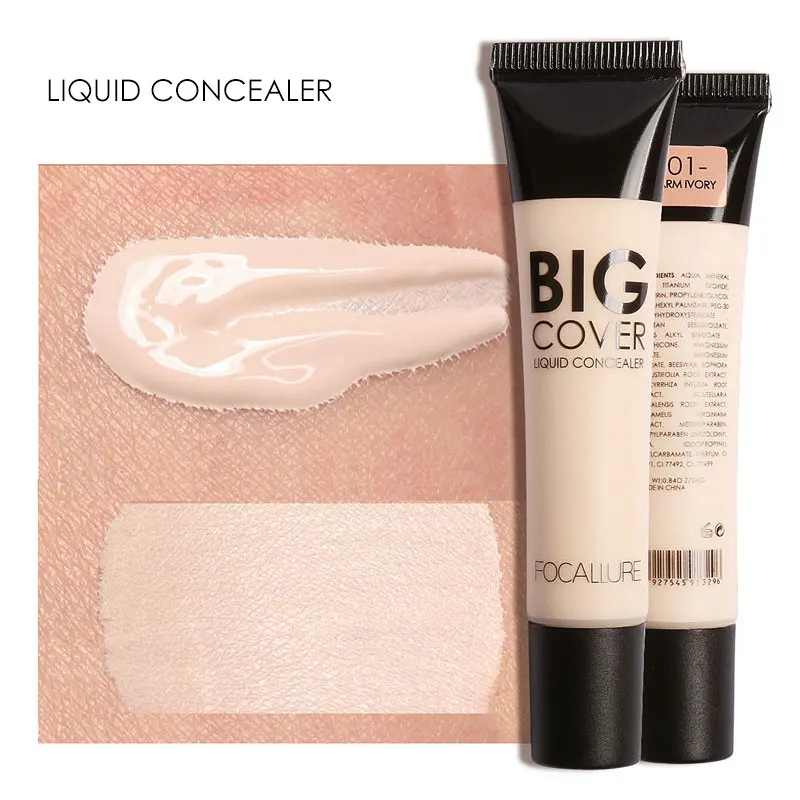 Focallure-Conjunto de maquiagem feminina, base líquida, creme corretivo facial, pó solto, kit cosmético, 3 pcs