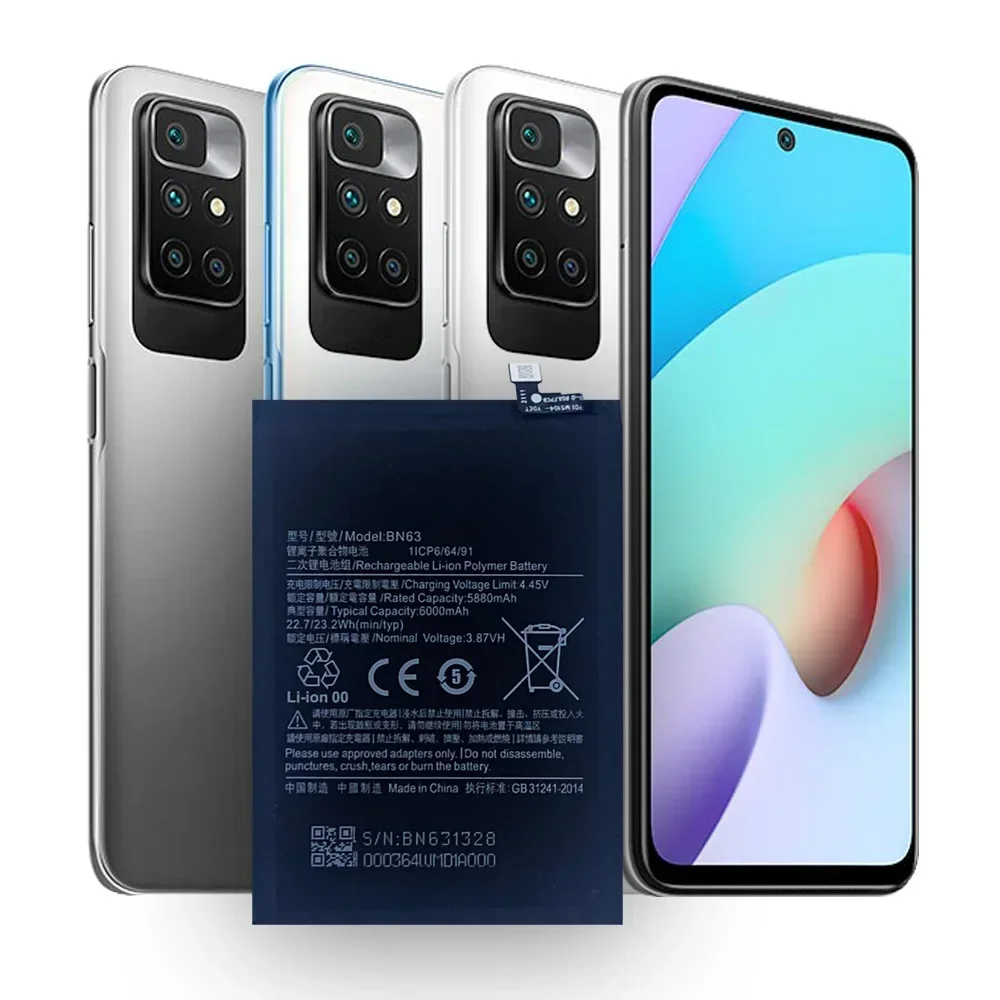 

Новый аккумулятор для телефона MIUI RedMi 10/10 PRIME 21061119 BI BN63 6000 мАч Высококачественный аккумулятор Redmi