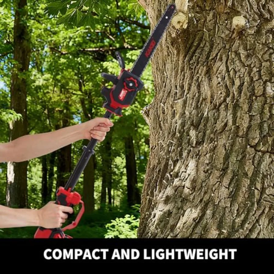 Gergaji Teleskopik Tanpa Kabel 21V untuk Penggunaan Rumah dan Taman, Gergaji Tiang Tanpa Kabel 12 Inci dengan Ekstensi 3 Kaki untuk Pemangkasan Pohon