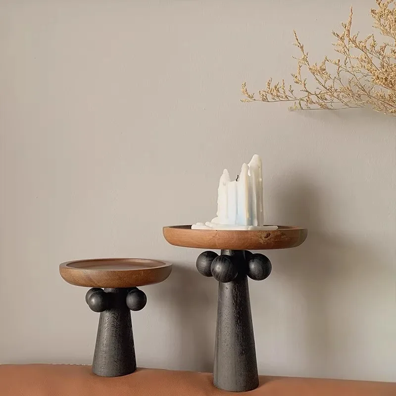 Elevated Wooden Tray with Pedestal Base, Original Nordic Candle & Perfume Stand, Multi-Use Home & Airbnb Decor Centerpiece
