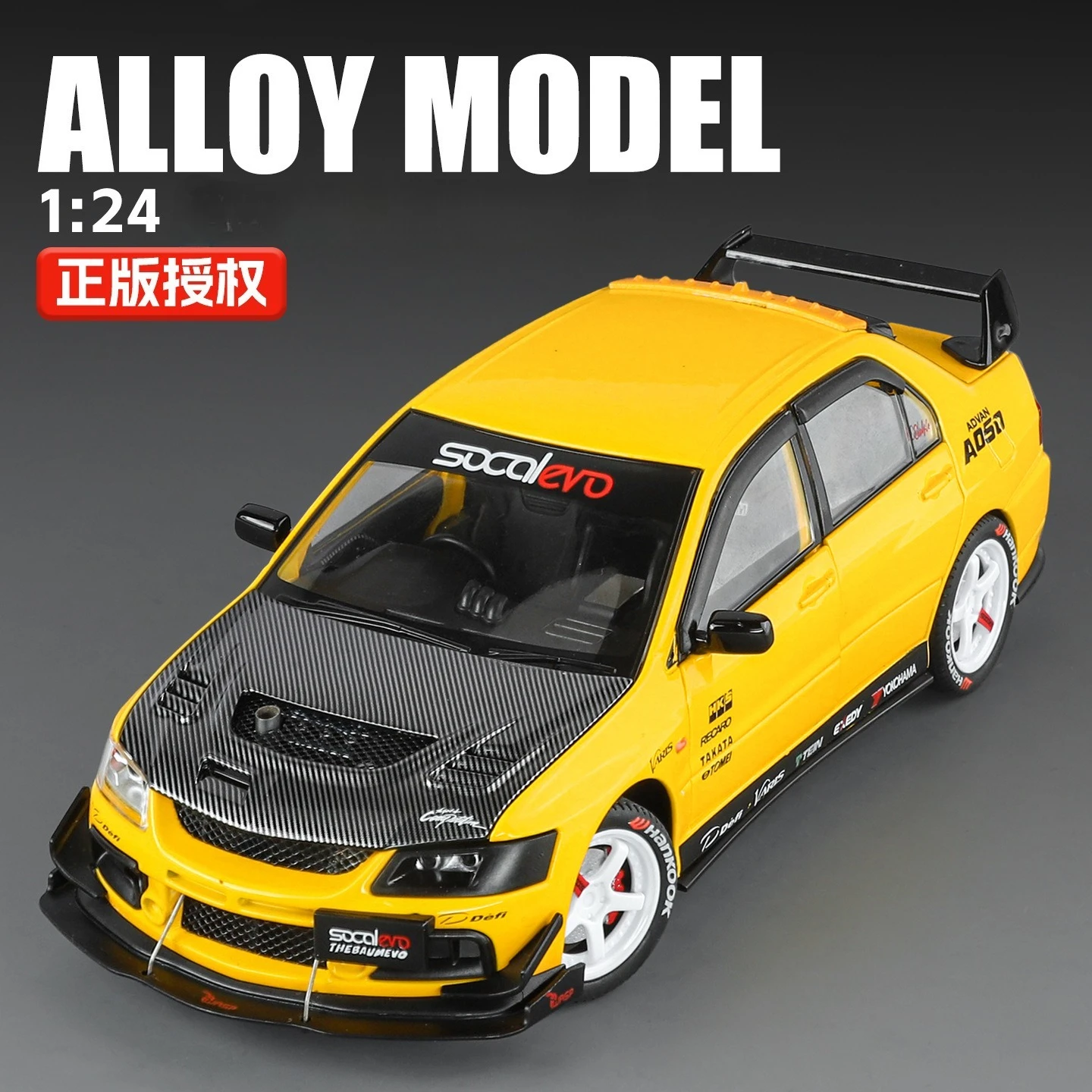 

1:24 EVO9 Modified Alloy Sound and Light Car Model Business Gift Meeting Room Decoration Toy Gift Collection