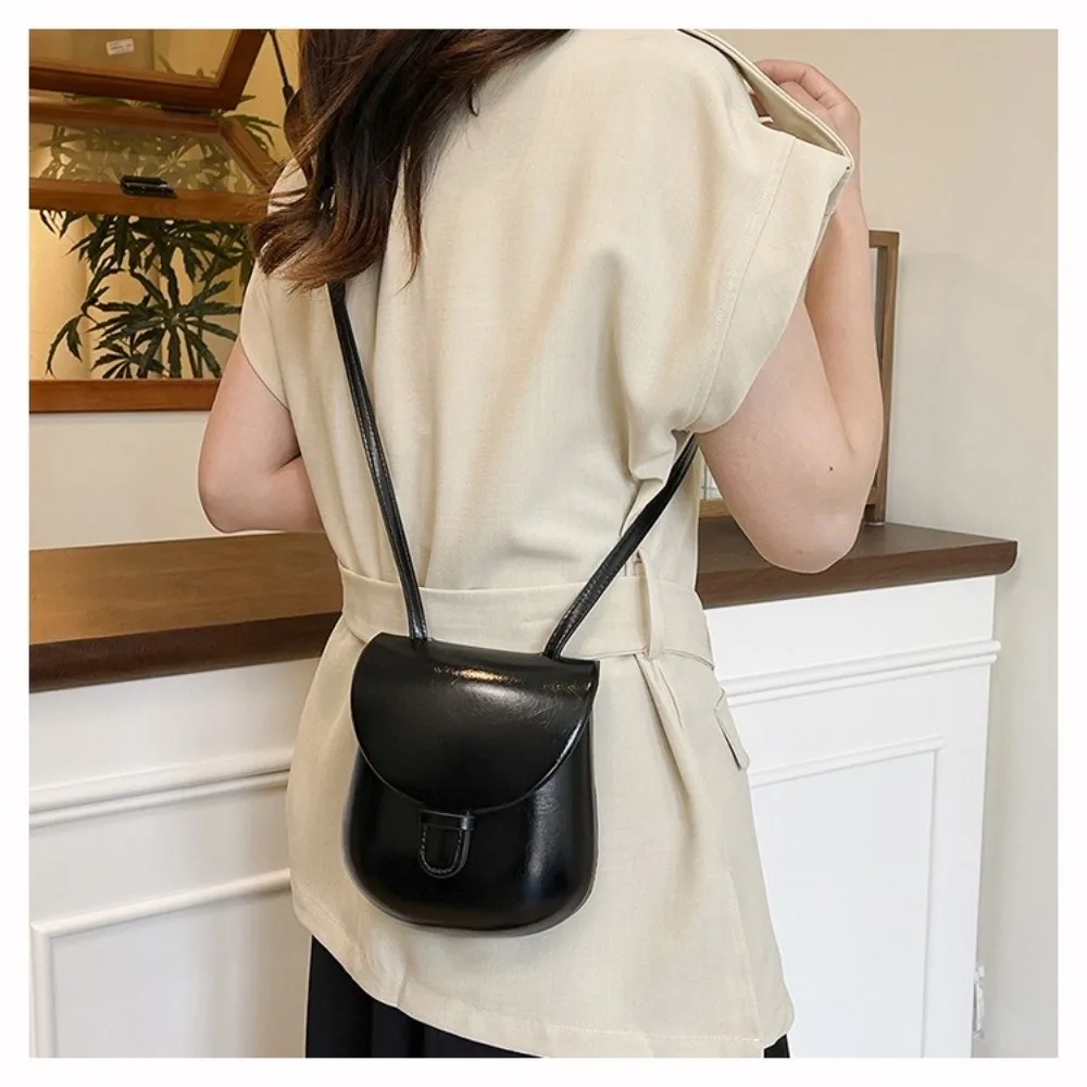 Fashionable Versatile Shell Bag PU Leather Solid Color Crossbody Bag Flap Design Vintage Horse Hoof Bag for Women
